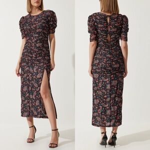 FREE PEOPLE Women’s Briella Ruched Midi-Dress Twilight Combo-Size X-Small NWT
